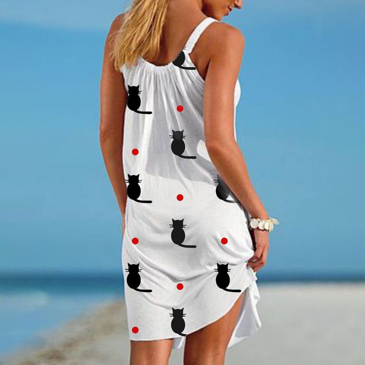 dress, cat dress, women cat dress Dress White and Black Cat