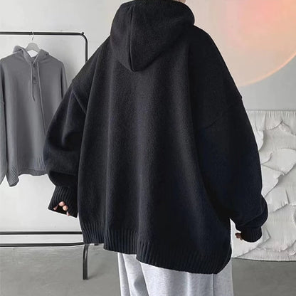 SOLID COLOR PULLOVER HOODIE KNITWEAR