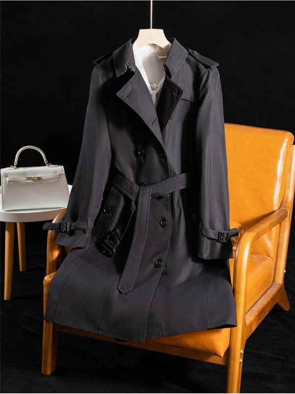 Y.A.Z. med-long trench coat with a belt.