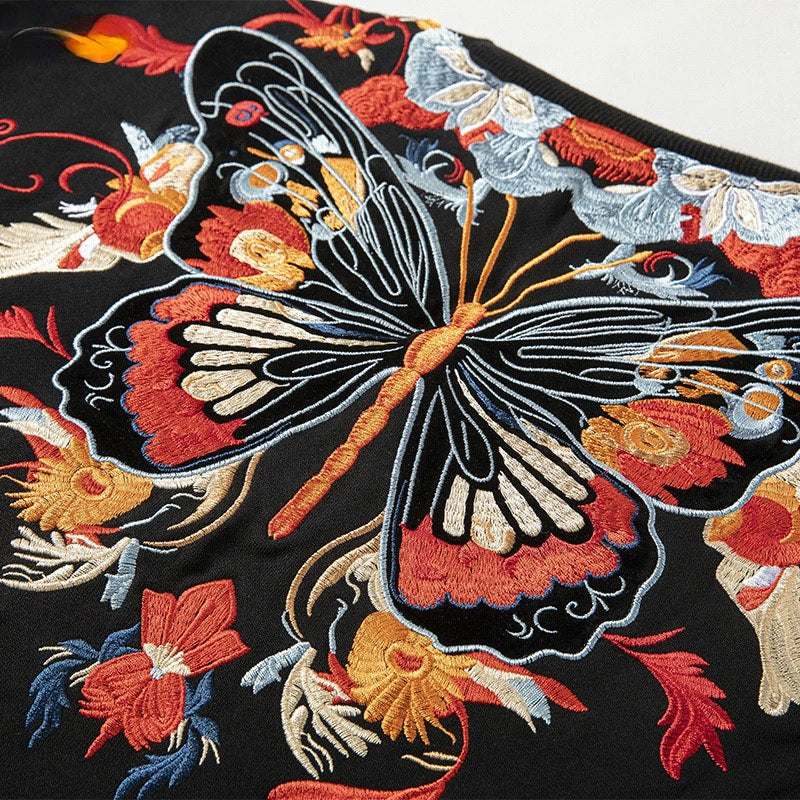 HOODIES EMBROIDERED WITH BUTTERFLY