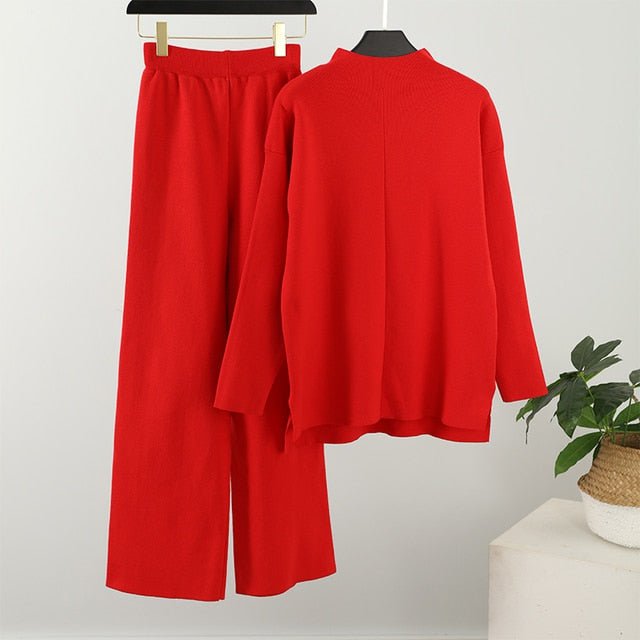 Women's knit pants sets Rose Red Set / S Women's knit pants sets WKP:6803336973643.25