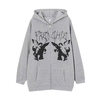 hoodie, men hoodie, sweatshirt, hoodiesweatshirt grey / S women's oversize zip up hoodie with butterfly SBH:804047762127.13
