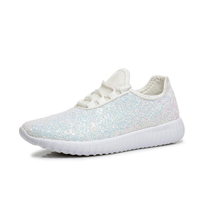 Shoes White / 41 Women's Lace-up Glitter Sparkling Sneaker Sequin CJBHNSNS29736-White-41