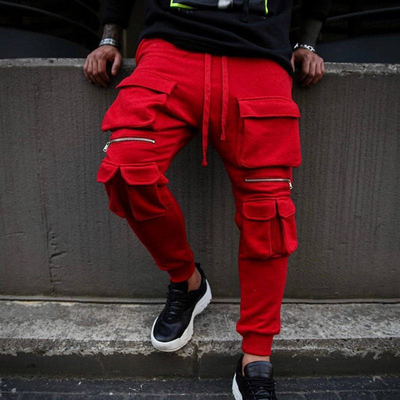 sports trousers, slim fashion, ftness Red / M Cargo pants AIII-Casual trouser CJNSXZHL00177-Red-M
