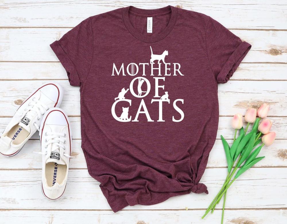 T-shirt, cat t-shirt, cartoon cat t-shirt Women shirts mother of cat