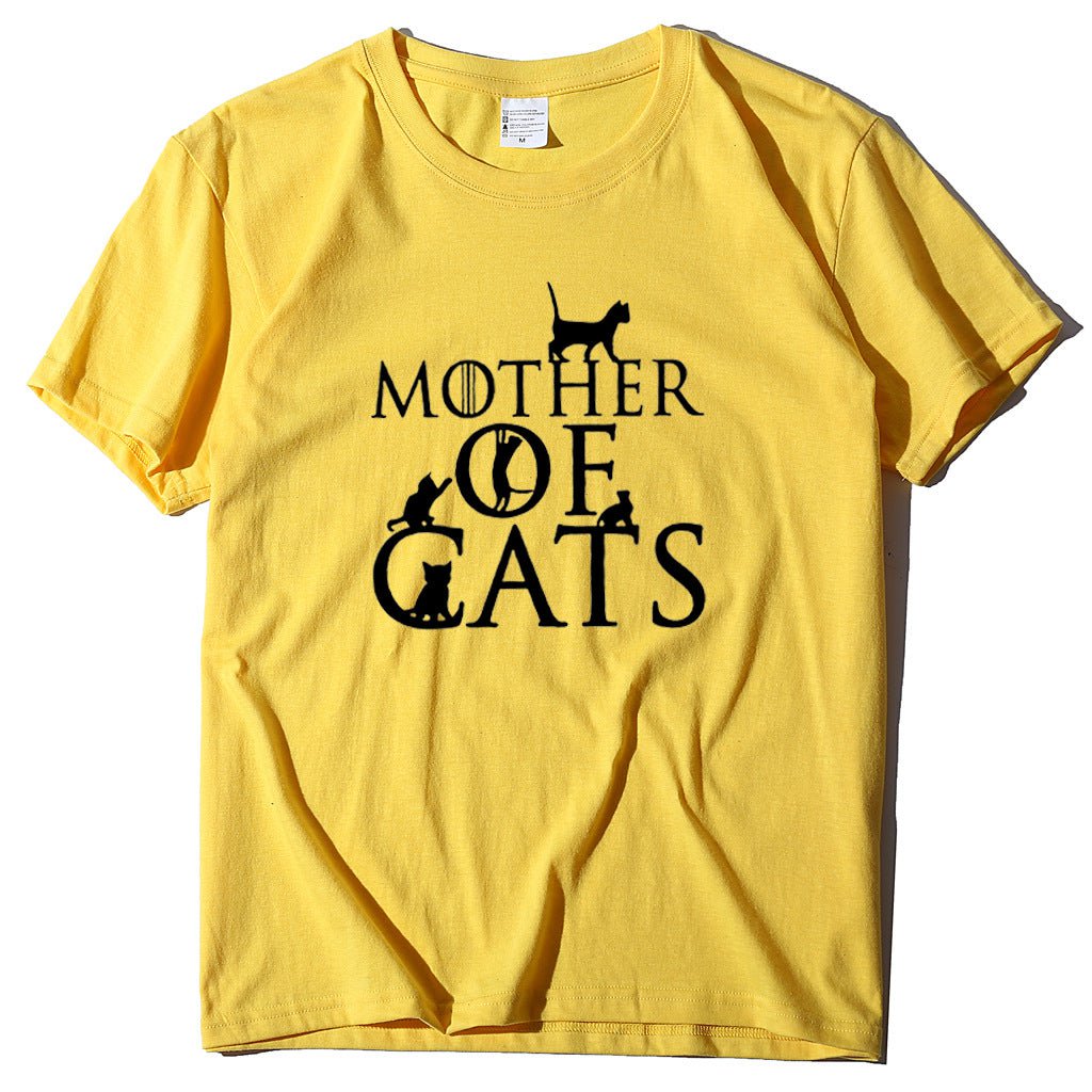 T-shirt, cat t-shirt, cartoon cat t-shirt Yellow / 3XL Women shirts mother of cat CJNSTXJH00141-Yellow-3XL