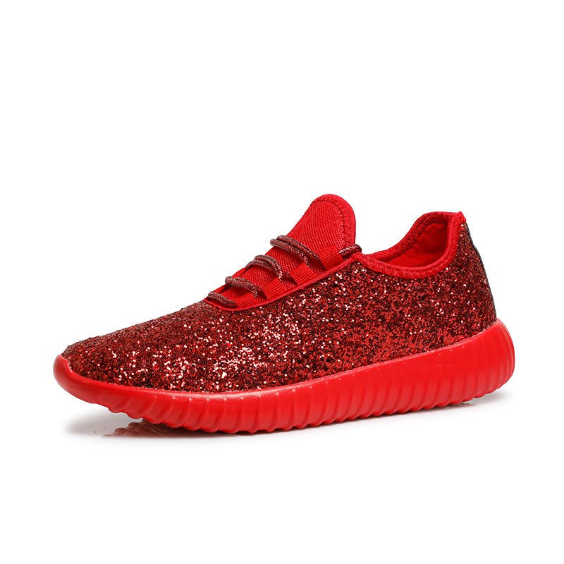 Shoes Red / 41 Women's Lace-up Glitter Sparkling Sneaker Sequin CJBHNSNS29736-Red-41