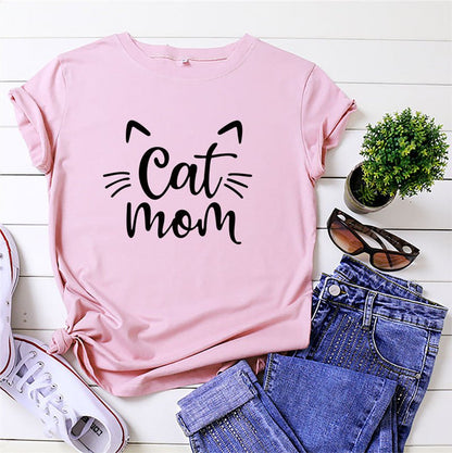 tshirt Cotton t shirts CAT MOM