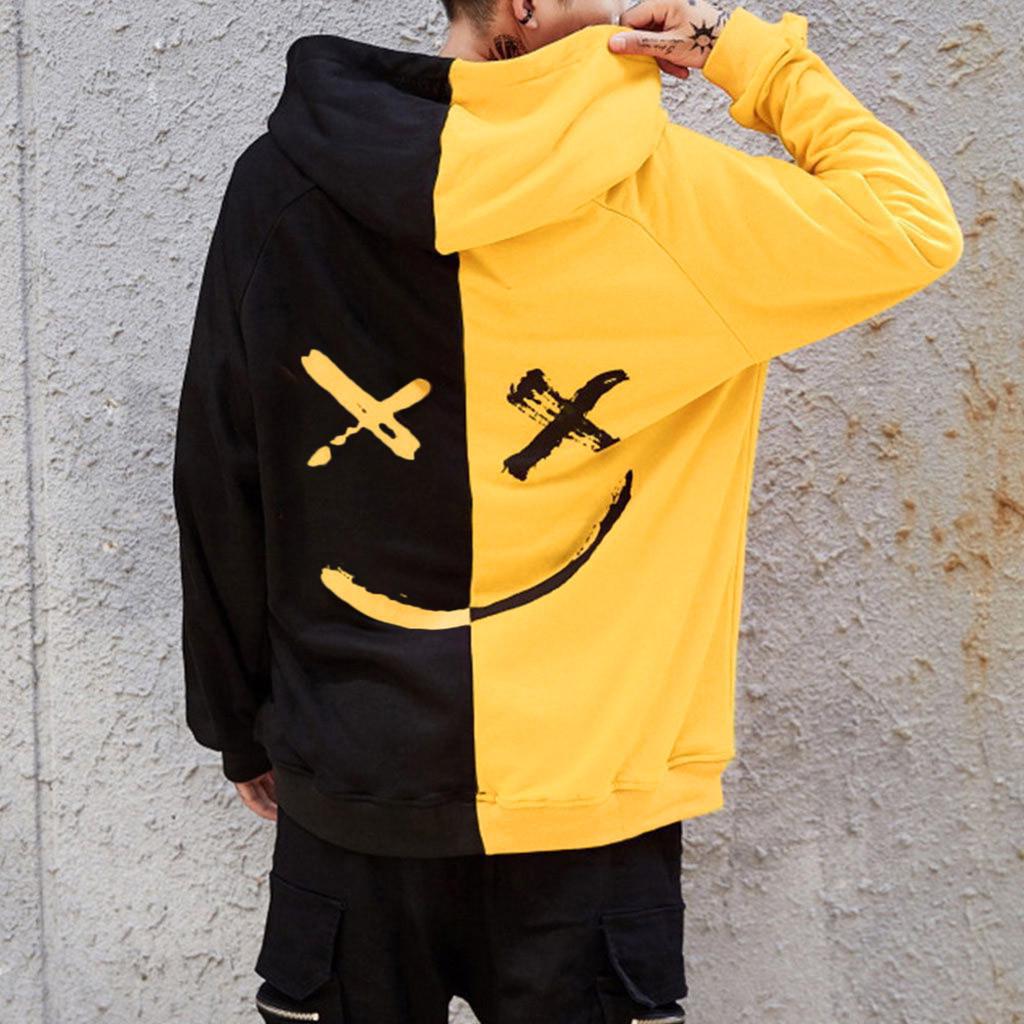 hoodie, men hoodie, sweatshirt, hoodiesweatshirt Yellow / S Mens black and white faded hoodie CJNSWTWY00683-Yellow-S