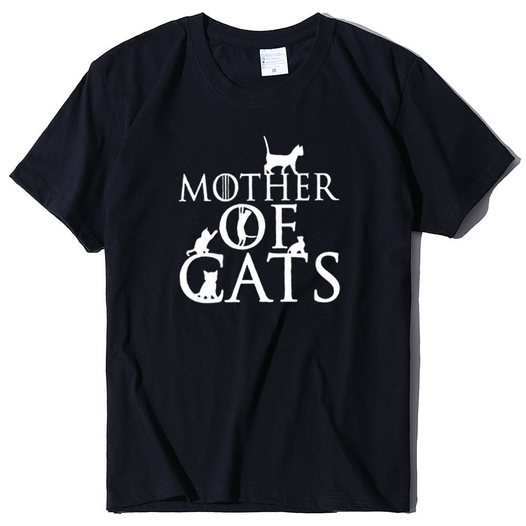 T-shirt, cat t-shirt, cartoon cat t-shirt Black / S Women shirts mother of cat CJNSTXJH00141-Black-S