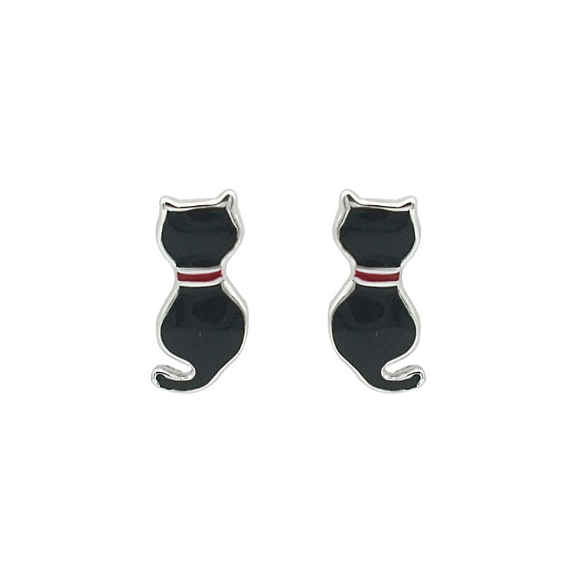 cat jewelry, cat earrings, silver cat earrings Double Cat Earrings