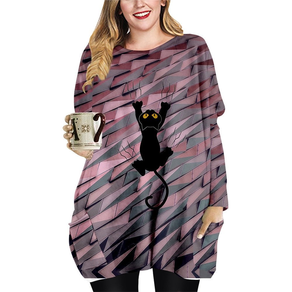 cat sweatshirt, cat jacket, women cat sweatshirt, women sweatshirt Brown / XL Sweatshirts Cat Dress BCC:003899381246