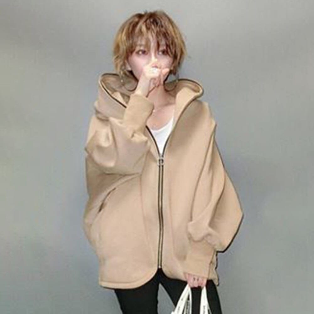 Khaki / One Size Women's winter zip up hoodies ZAR:00898617802.01