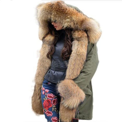 long winter jacket women's 22  Long FC1 / S Long Winter Jacket Women's Raccoon Fur Collar RJW:1832647351611.148
