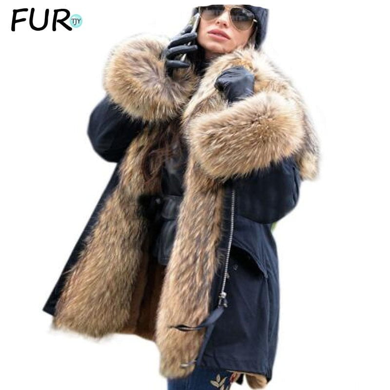 long winter jacket women's 23  Long FC2 / S Long Winter Jacket Women's Raccoon Fur Collar RJW:1832647351611.155