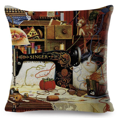 cat pillowcases, pilowcases, cushion cover, cat cushion cover 450mm*450mm / 13 A Cute Book Cat PillowCases BCP:0000434046410