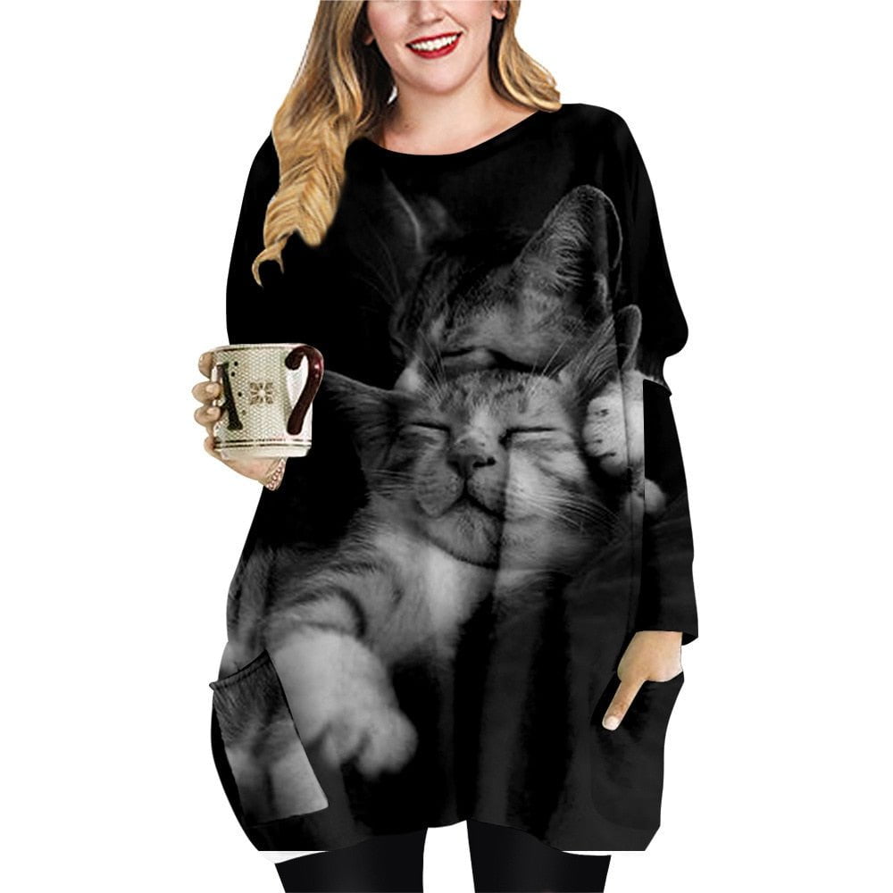 cat sweatshirt, cat jacket, women cat sweatshirt, women sweatshirt Black / XL Sweatshirts Cat Dress BCC:003899381246