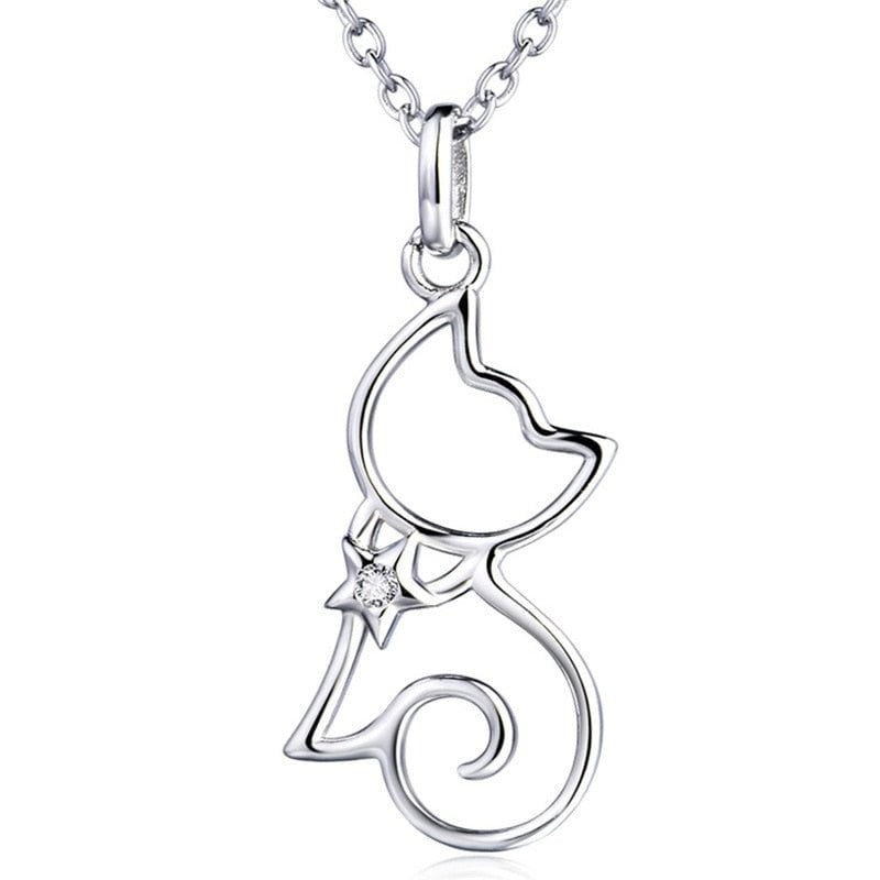 Cat jewelry, silver cat jewelry set, Cat neckalce + Earrings, cat necklace. cat earrings Silver Set- CatShape