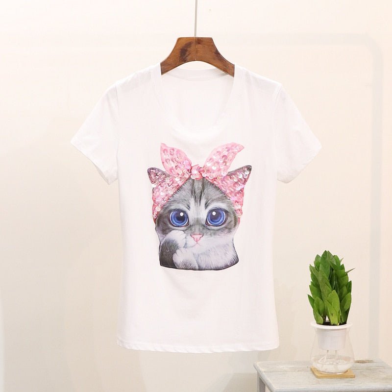 T-shirt, cat t-shirt, cartoon cat t-shirt T-Shirt & Jeans-Cat Face.