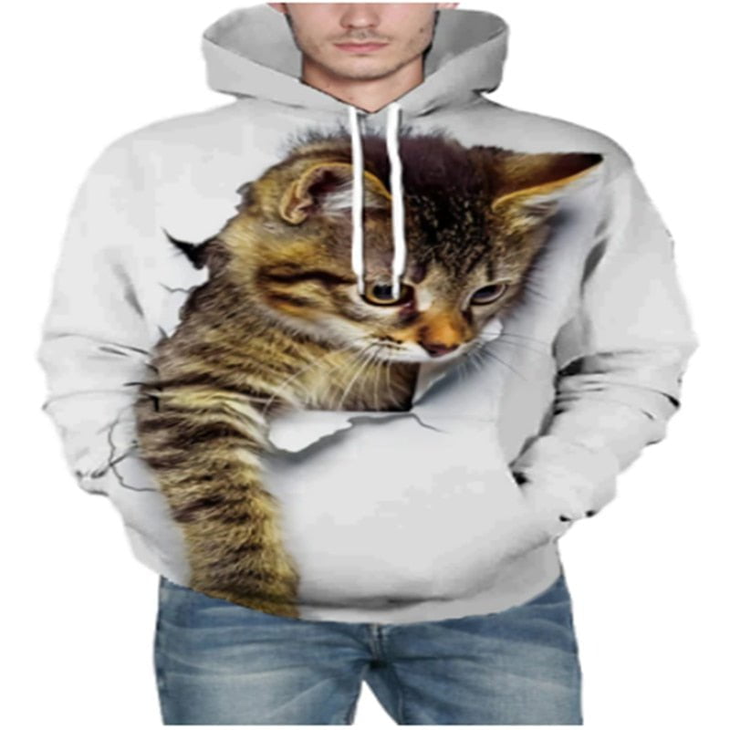 cat hoodies, men's hoodie, pullover, hoodies, cat hooodies 8510790 / S Hoodies "Black Cat 3D"