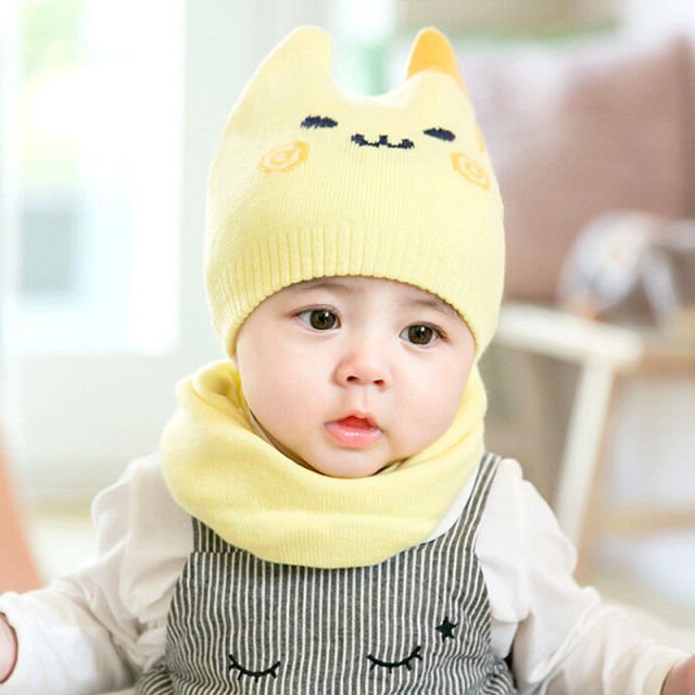 Bat hats, baby hats scarf Yellow Baby Hat Scarf BHS:0066411483026.03