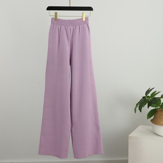 Ladies Knit Pant sets Purple Pant / S Ladies knit pant sets LPS:803336973643.13