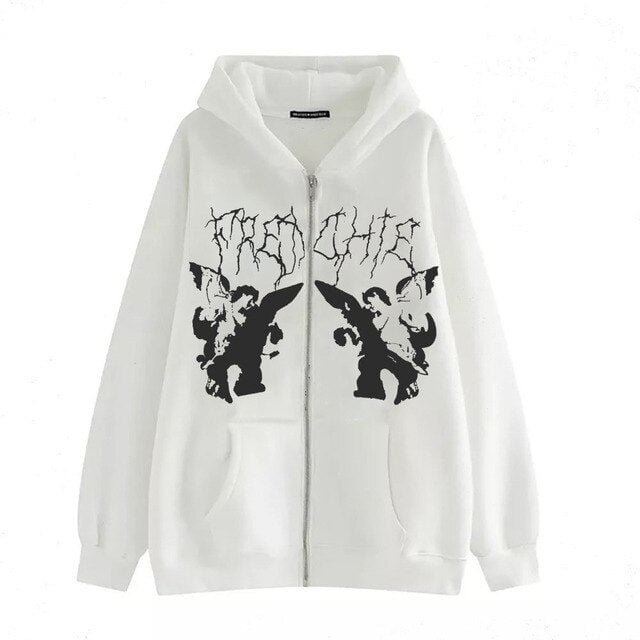 hoodie, men hoodie, sweatshirt, hoodiesweatshirt white / S women's oversize zip up hoodie with butterfly SBH:804047762127.07