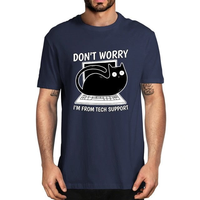 cat t-shirt, t-shirt, men tshirt Tech Support Cat Navy T-shirt Men