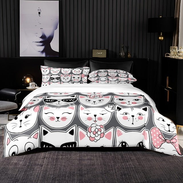 cat Duvet, cat blanket, 3D cat printed duvet, bedding sheets, cat pillowcases, cat bedding sheets, duvet SaaCat-Duvet Cover