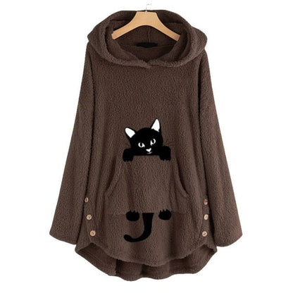 cat hoodie, sweartshirt, fleece coats, cat pullover, cold coat Women's thick hoodies "Cat Ears"