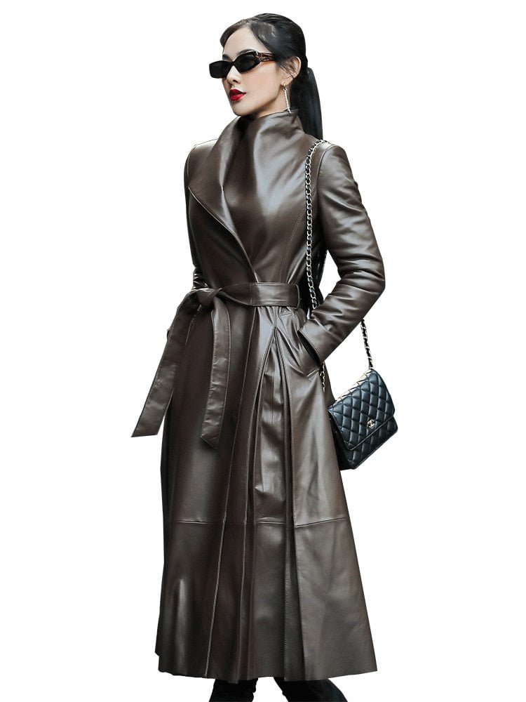 Women Coat, outwear coat, outwear jakcet long leather coat "ARINA"