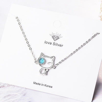 Cat jewelry, silver cat bracelet, cat bracelet Silver Blue Eye Bracelet