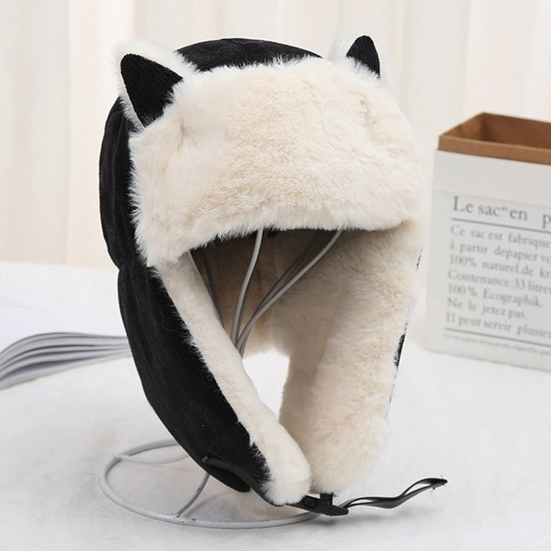women's winter hat with face mask