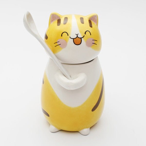 cat mug, cat thermo, cat cup Style 2 / 300ml cat ceramic coffee mug with spoon CMS:00125062951