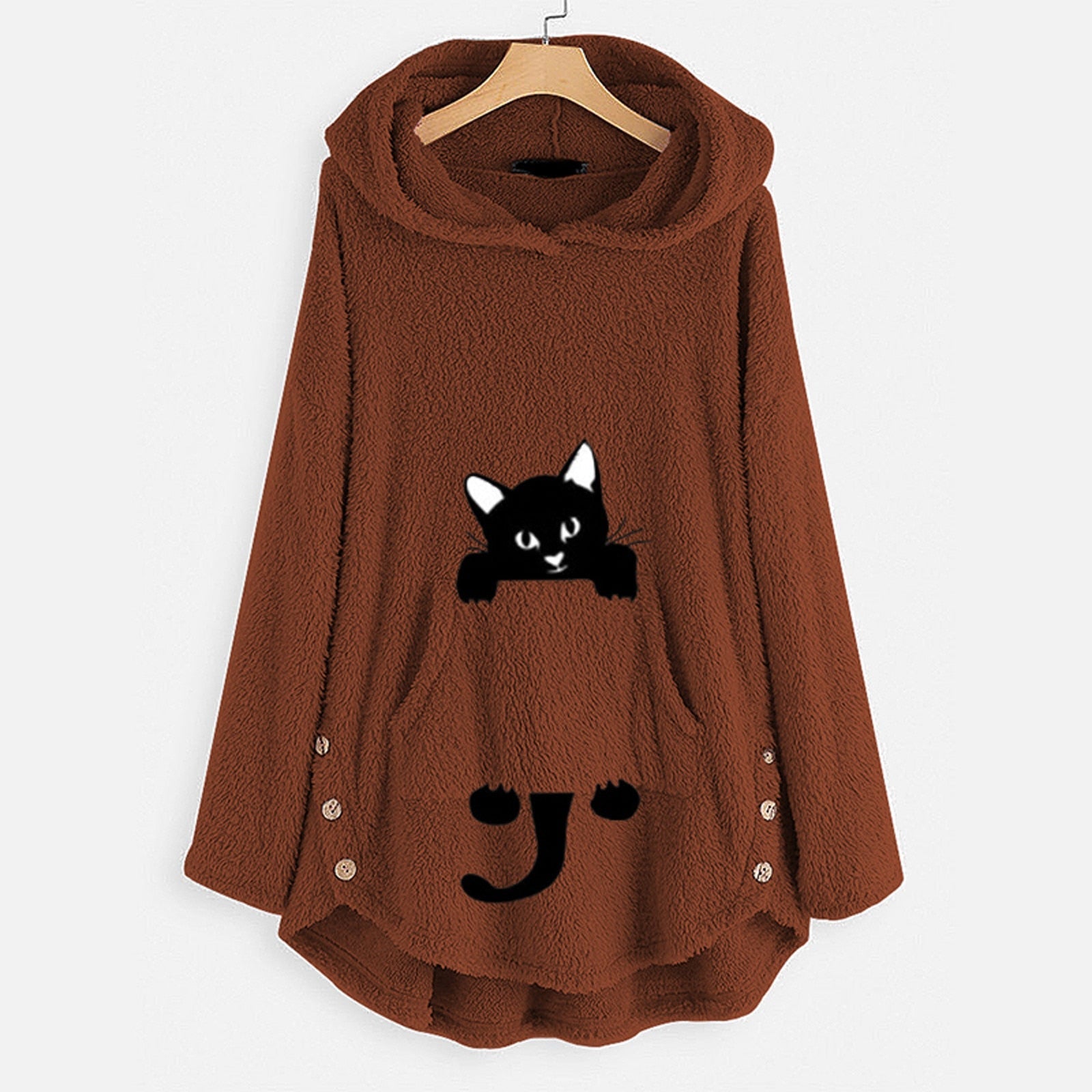 cat hoodie, sweartshirt, fleece coats, cat pullover, cold coat Women's thick hoodies "Cat Ears"