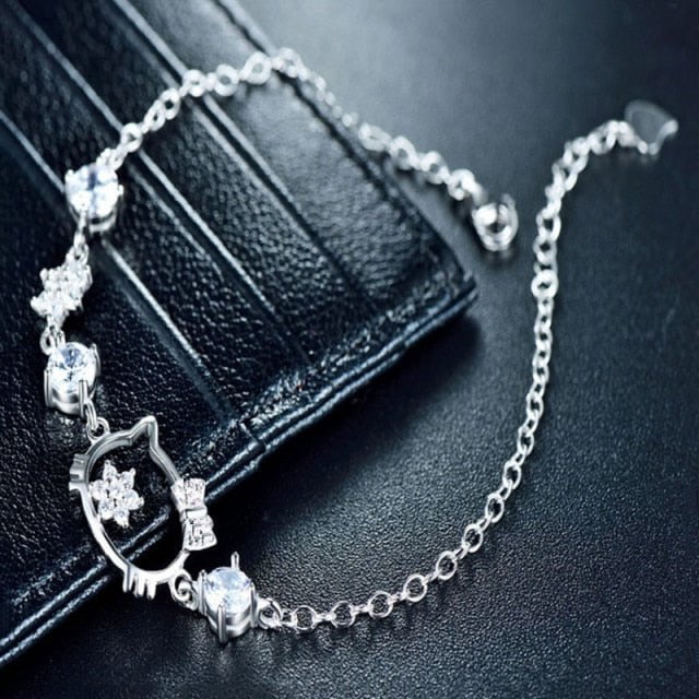 Cat jewelry, Silver Cat bracelet, cat bracelet Silver CatStar Bracelet