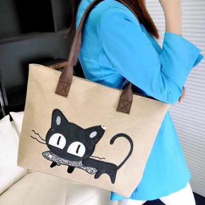 cat bag, shoulder bag, womane cat shoulder bag, cat leather bag, cat canvas bag, ladies bag as picture Women Canvas Cat Bag