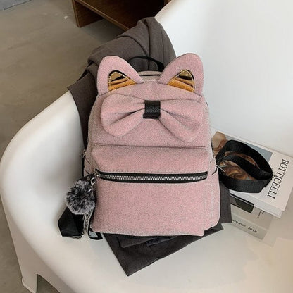 cat bag, cat backpack, cat backbag, ladies cat backpack, women backpack , cat leather bag, ladies bag Pink Backpack Cat Pattern Bag for Girl