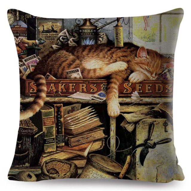 cat pillowcases, pilowcases, cushion cover, cat cushion cover A Cute Book Cat PillowCases