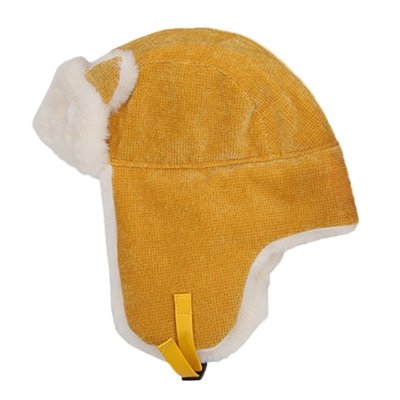 Yellow women's winter hat with face mask WHC:0017200308329.04
