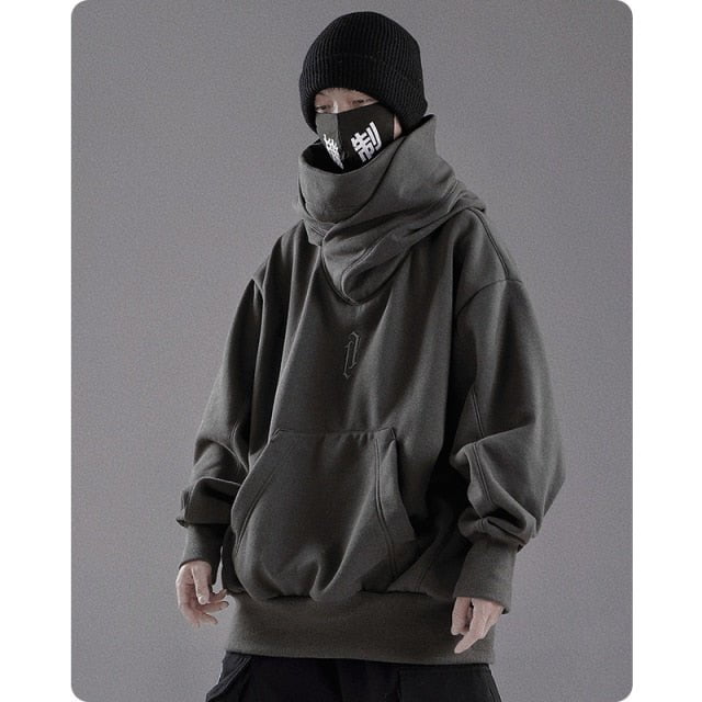 winter sweathoodie Gray / M Mens black winter hoodie ninja JSH:6802899732384.04