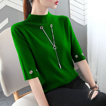 O neck half sleeve t shirt for girl Green / S O neck half sleeve t shirt for ladies ONH:6804051045201.13