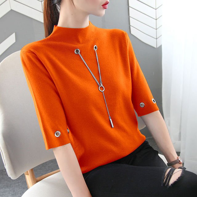 O neck half sleeve t shirt for girl Orange / S O neck half sleeve t shirt for ladies ONH:6804051045201.19