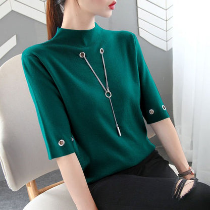 O neck half sleeve t shirt for girl Dark Green / S O neck half sleeve t shirt for ladies ONH:6804051045201.43
