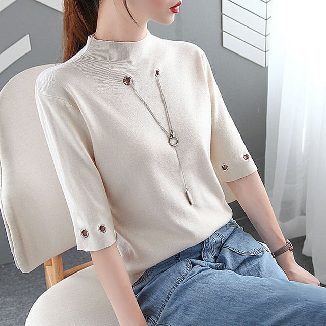 O neck half sleeve t shirt for girl Apricot / S O neck half sleeve t shirt for ladies ONH:6804051045201.37