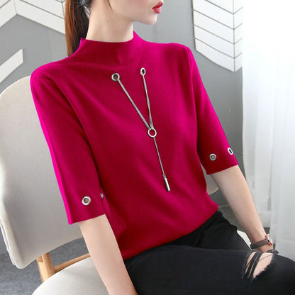 O neck half sleeve t shirt for girl Red / S O neck half sleeve t shirt for ladies ONH:6804051045201.25
