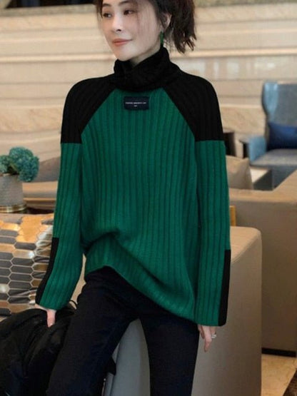 How to wear oversized sweaters plus size black shoulder / M women's oversized turtleneck sweater green WSC:6804511275968.12