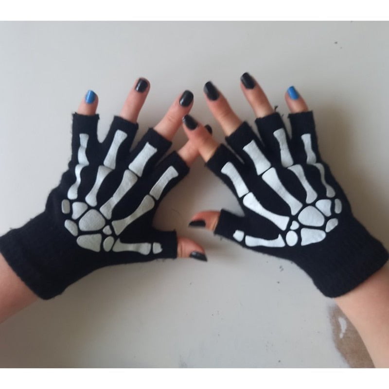 Punk fingerless gloves skeleton 14:193;200000287:200003528