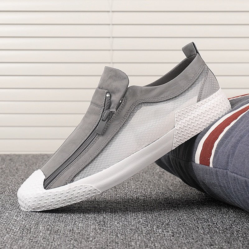gray / 6.5 Men's Canvas Shoes with zipper. 14:691#gray;200000124:200000287