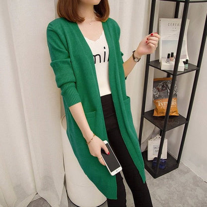 Green / S Long sweater cardigans jacket coat ladies 14:365458#Green;5:100014064